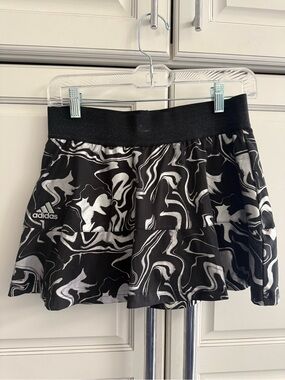 adidas Black and White Swirl Athletic Skirt with Attached Short